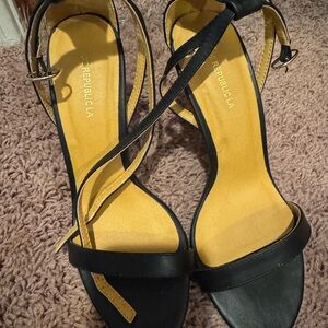 Shoe Republic LA Black Stiletto Heels with Ankle Straps